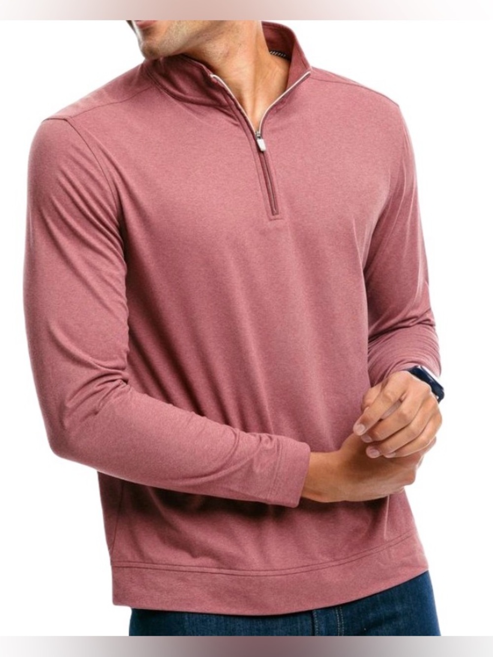 Southern Tide Backbarrier Heather Performance Quarter Zip Pullover Dusty Red XL